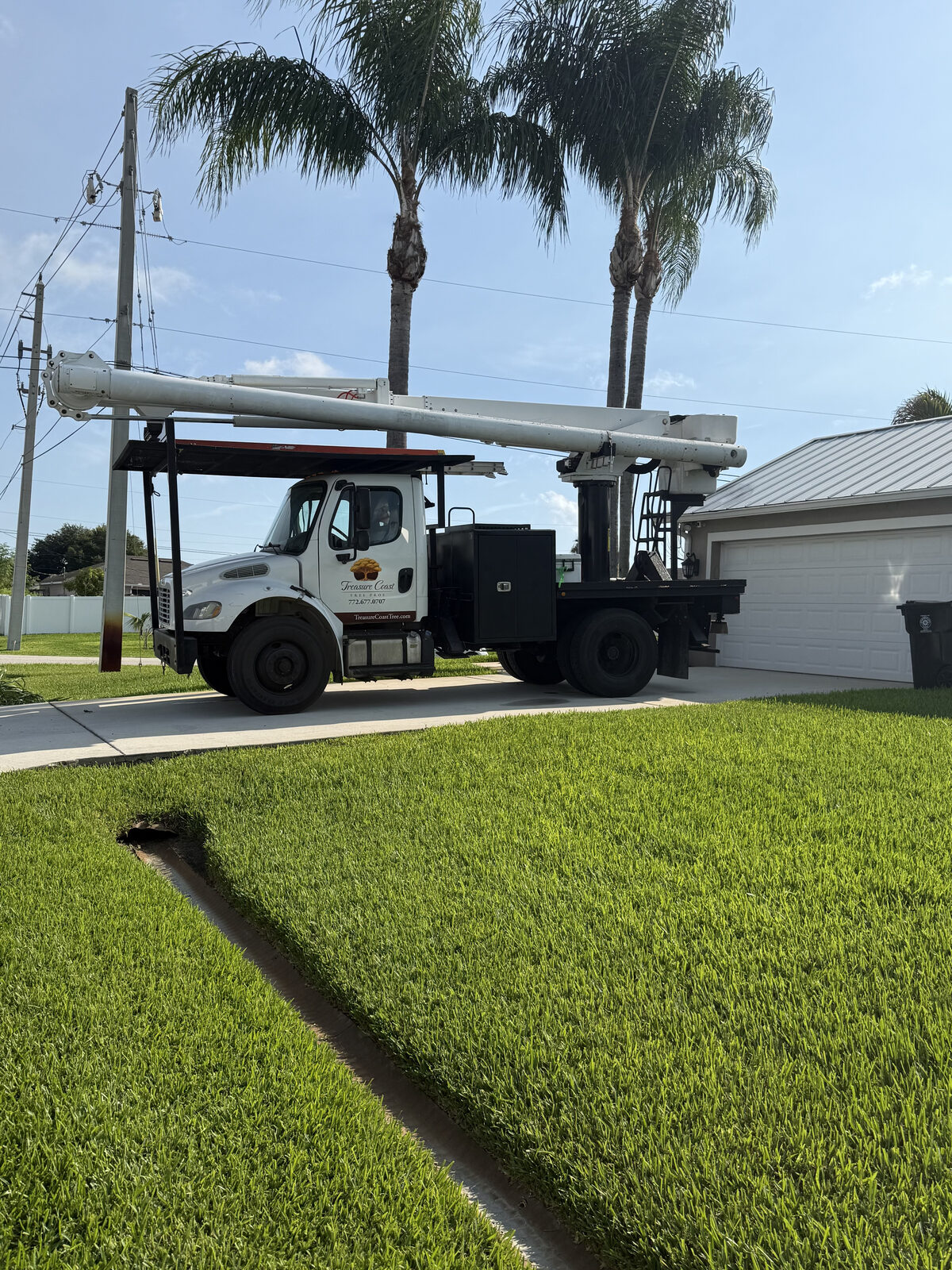 Bucket truck fully equipped for elevated tree service